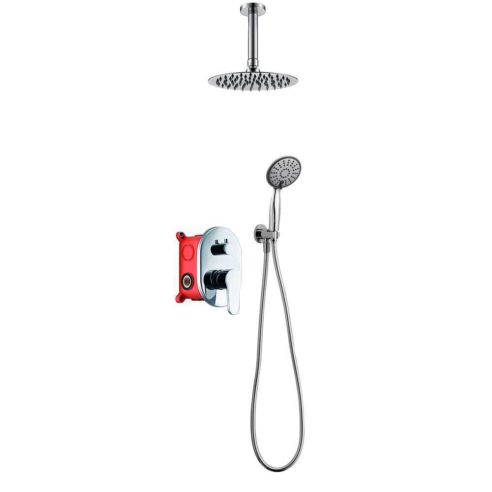 Grifo Empotrado de Ducha equipo de techo monomando VALDES redondo CROMO brillo - Imagen 3