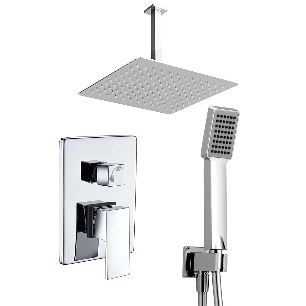 Grifo Empotrado de Ducha equipo de techo monomando CASILLAS cuadrado CROMO brillo - Imagen 2