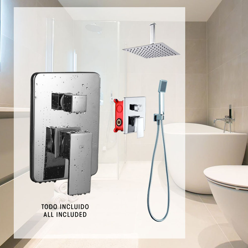 Grifo Empotrado de Ducha equipo de techo monomando CASILLAS cuadrado CROMO brillo - Imagen 7