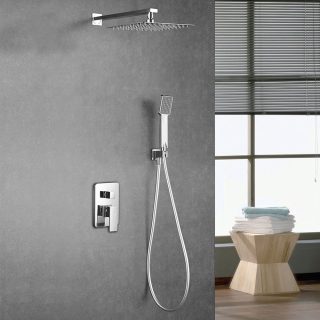 Grifo Empotrado de Ducha equipo de pared monomando CASILLAS cuadrado CROMO brillo