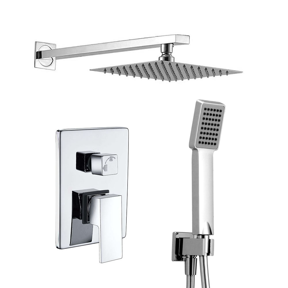 Grifo Empotrado de Ducha equipo de pared monomando CASILLAS cuadrado CROMO brillo - Imagen 2
