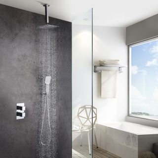 Grifo Empotrado de Ducha equipo de techo termostático ABELLAN CROMO brillo