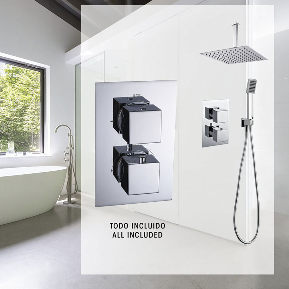 Grifo Empotrado de Ducha equipo de techo termostático ABELLAN CROMO brillo - Imagen 7