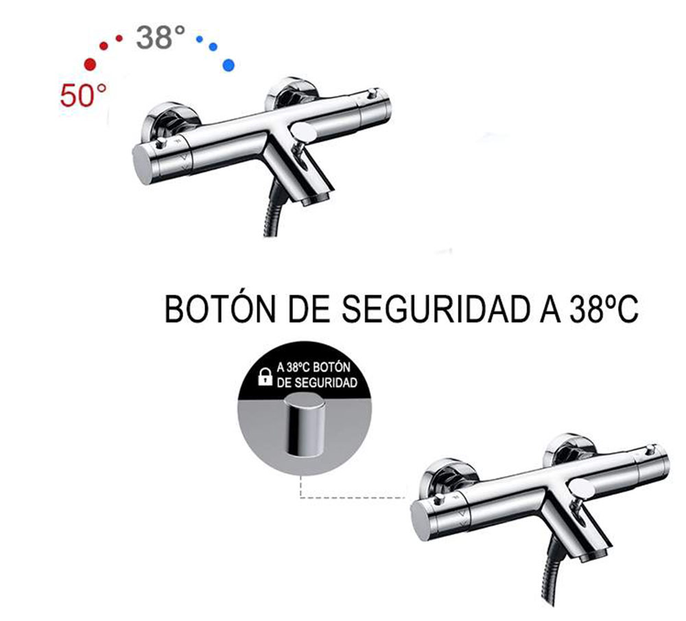 Grifo Salida Bañera (solo grifo) termostático BRAVO CROMO brillo - Imagen 6