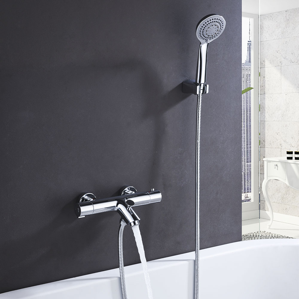 Grifo Salida Bañera con soporte de ducha termostático BRAVO CROMO brillo