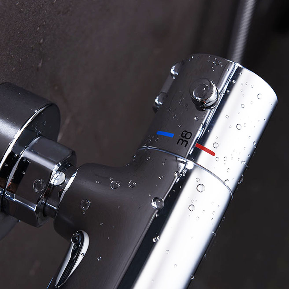 Grifo Salida Bañera con soporte de ducha termostático BRAVO CROMO brillo - Imagen 8