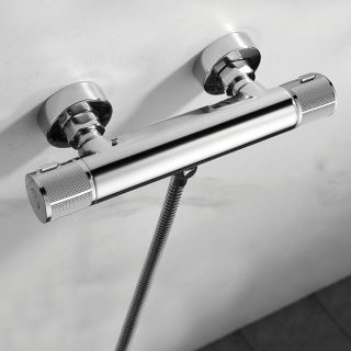 Grifo Columna Ducha con manetas grafiladas termostático ALONSO CROMO brillo