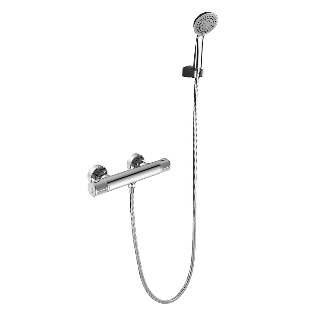 Grifo de Ducha con manetas grafiladas termostático ALONSO CROMO brillo - Imagen 3