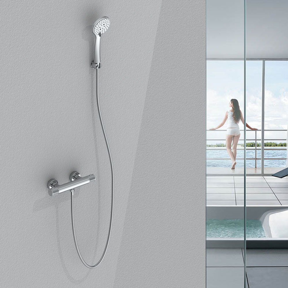 Grifo de Ducha con manetas grafiladas termostático ALONSO CROMO brillo - Imagen 8