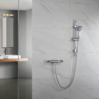 Grifo Columna Ducha con manetas grafiladas termostático ALONSO CROMO brillo