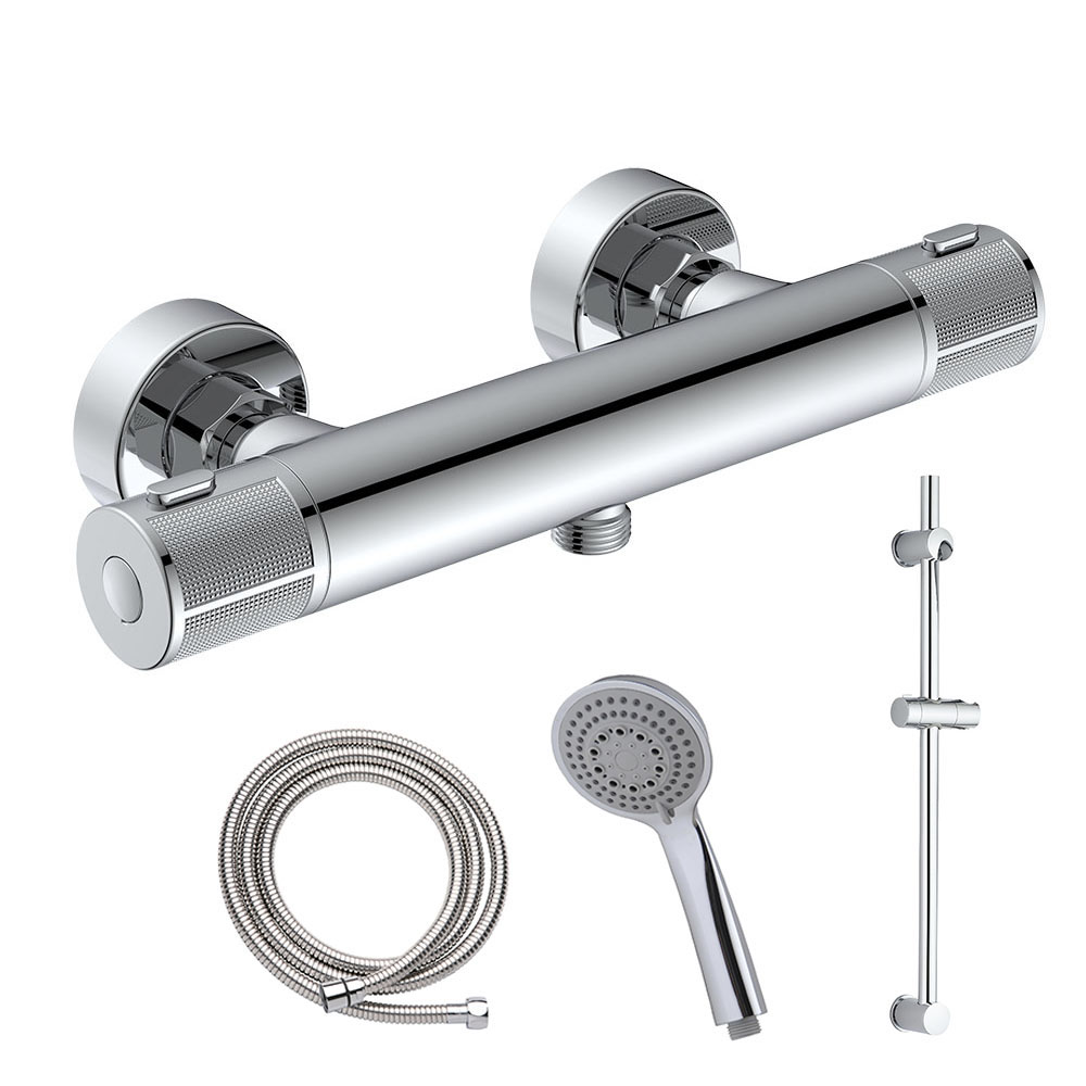 Grifo Columna Ducha con manetas grafiladas termostático ALONSO CROMO brillo - Imagen 2