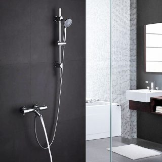 Grifo Salida Bañera con barra de ducha termostático BRAVO CROMO brillo