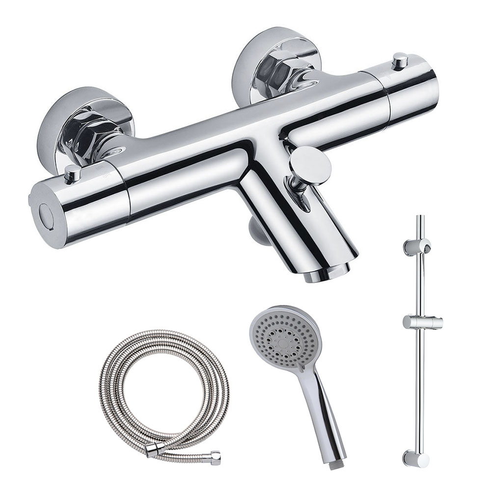 Grifo Salida Bañera con barra de ducha termostático BRAVO CROMO brillo - Imagen 3