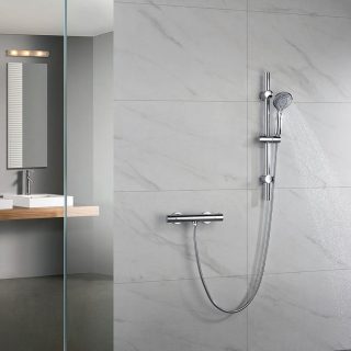 Grifo de Ducha con barra de ducha termostático ORTEGA CROMO brillo