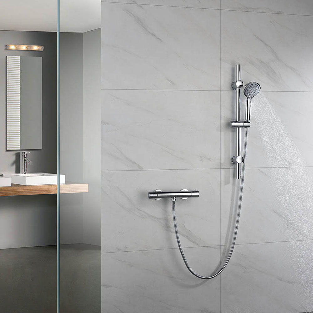 Grifo de Ducha con barra de ducha termostático ORTEGA CROMO brillo