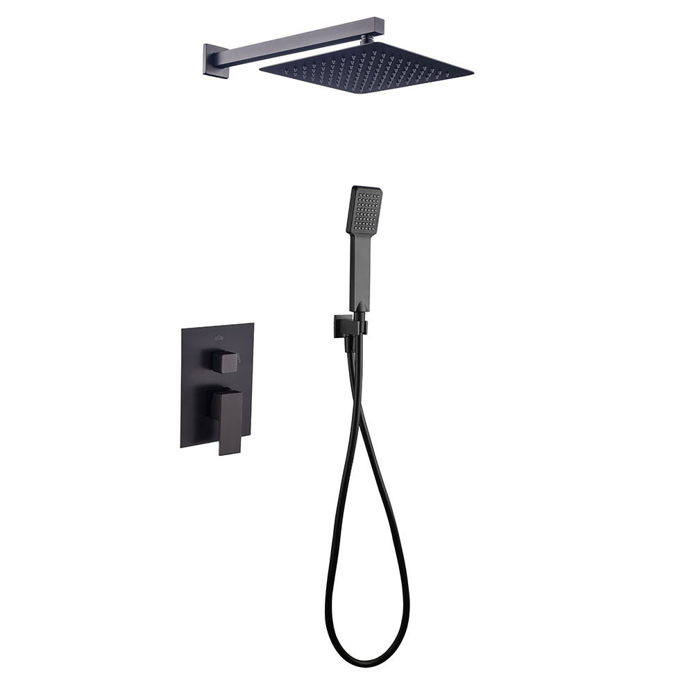 Grifo Empotrado de Ducha equipo de pared monomando CASILLAS cuadrado NEGRO mate - Imagen 2