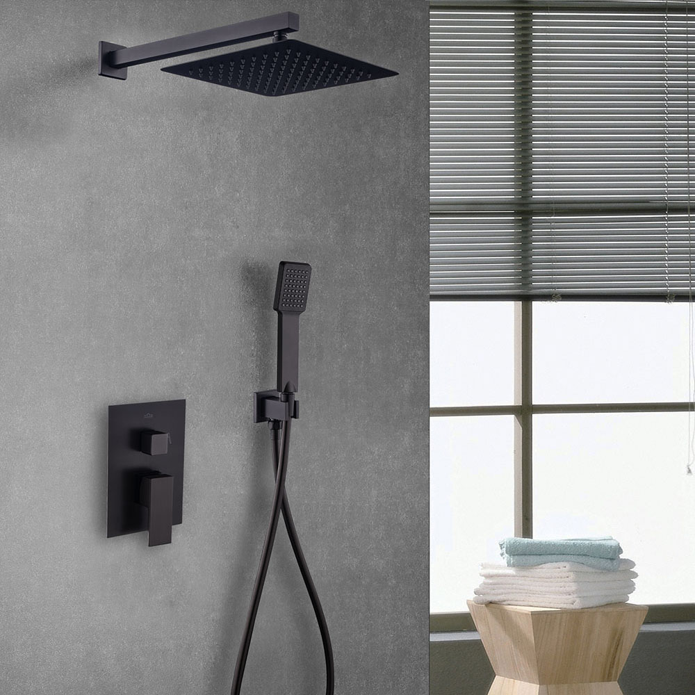 Grifo Empotrado de Ducha equipo de pared monomando CASILLAS cuadrado NEGRO mate - Imagen 6