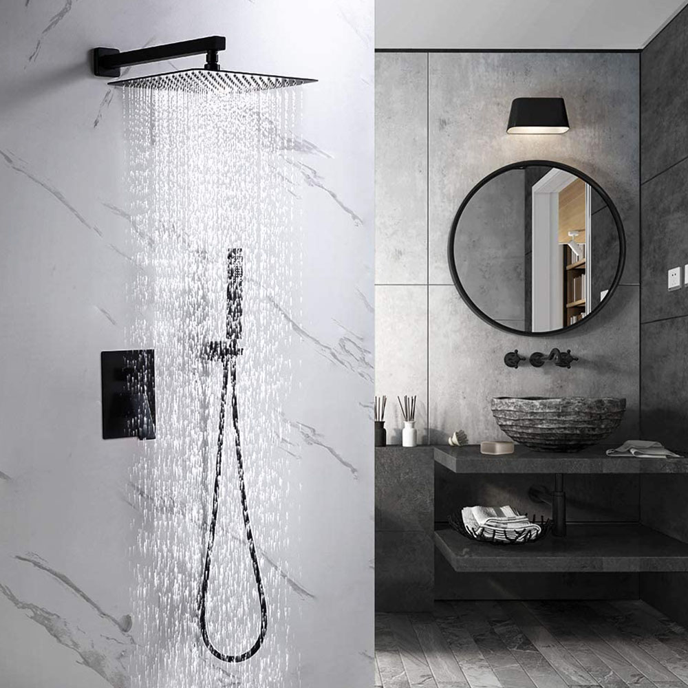 Grifo Empotrado de Ducha equipo de techo monomando CASILLAS cuadrado NEGRO mate