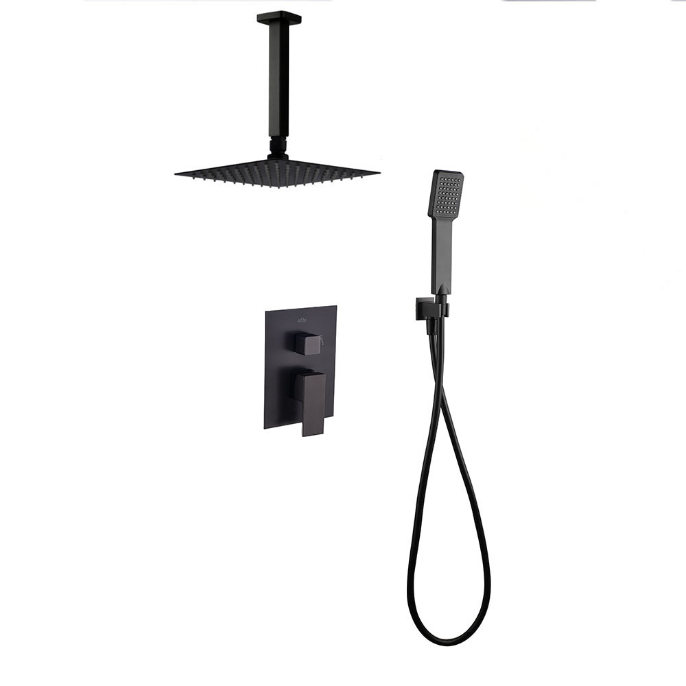 Grifo Empotrado de Ducha equipo de techo monomando CASILLAS cuadrado NEGRO mate - Imagen 2