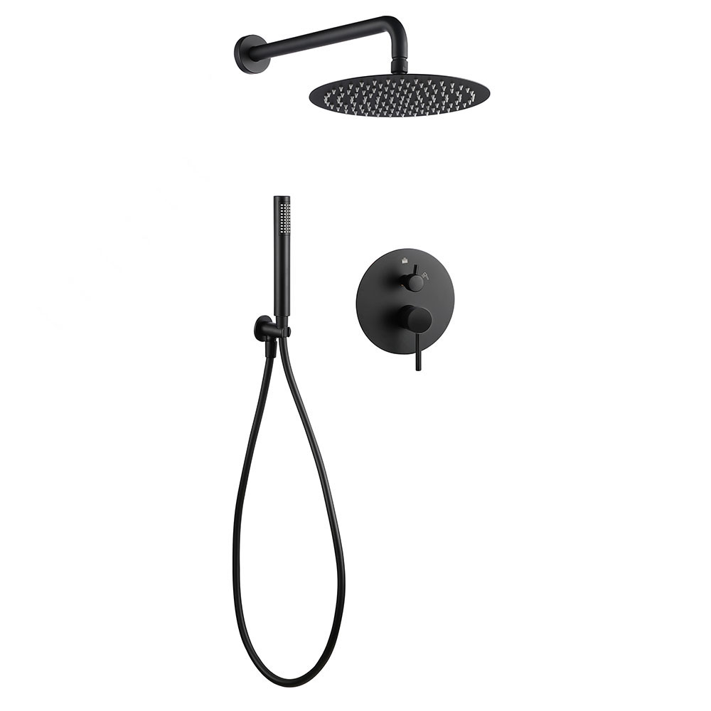 Grifo Empotrado de Ducha equipo de pared monomando VALDES redondo NEGRO mate - Imagen 7