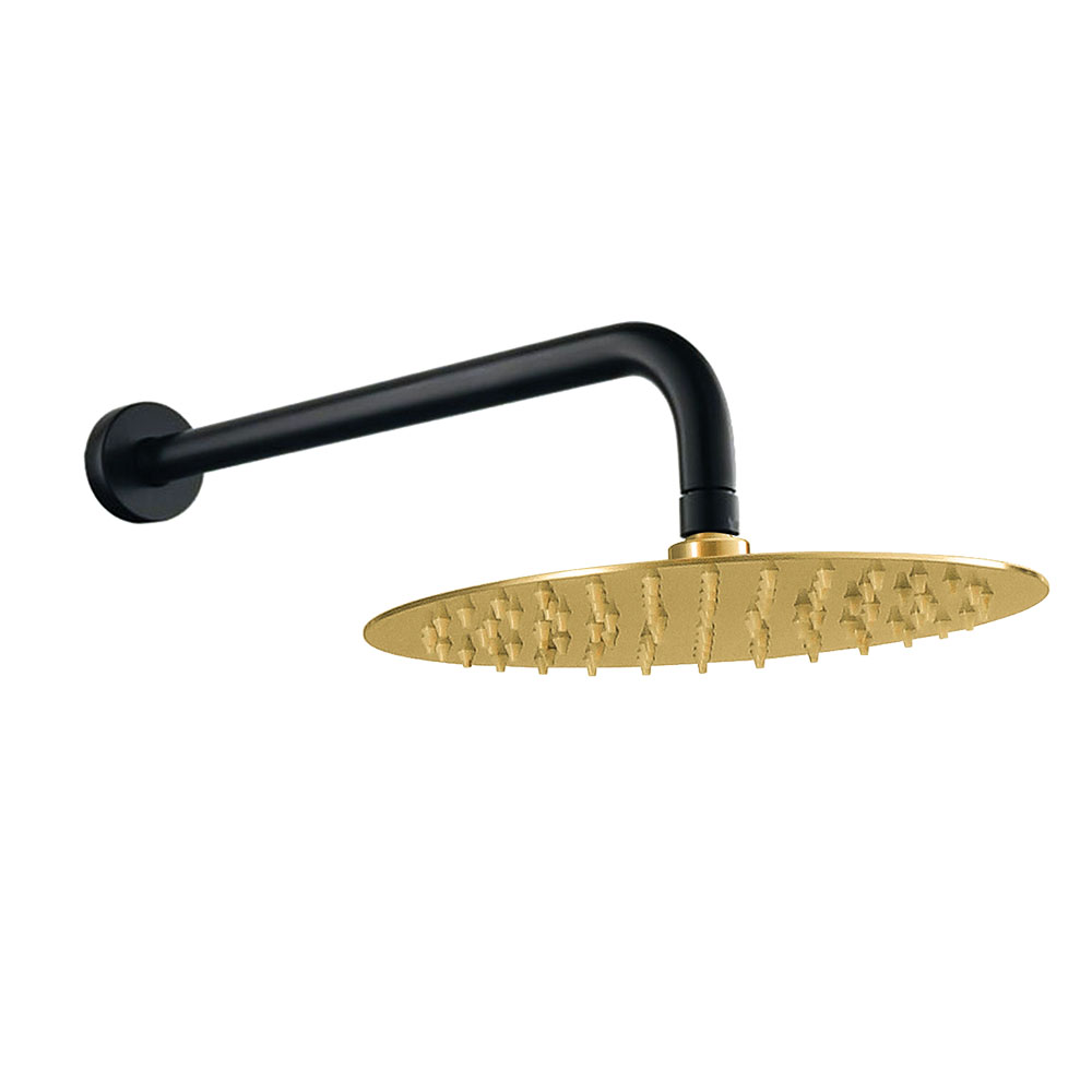 Grifo Empotrado de Ducha equipo de pared monomando VALDES redondo NEGRO ORO - Imagen 6