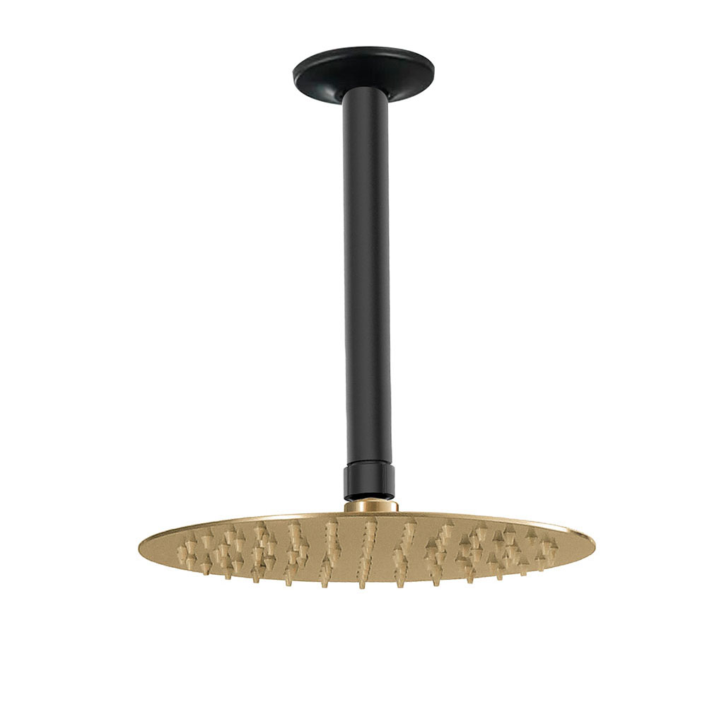 Grifo Empotrado de Ducha equipo de techo monomando VALDES redondo NEGRO ORO - Imagen 6