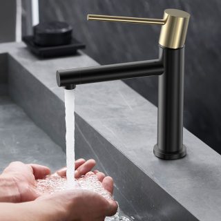 Grifo de Lavabo monomando ZUÑIGA NEGRO ORO mate