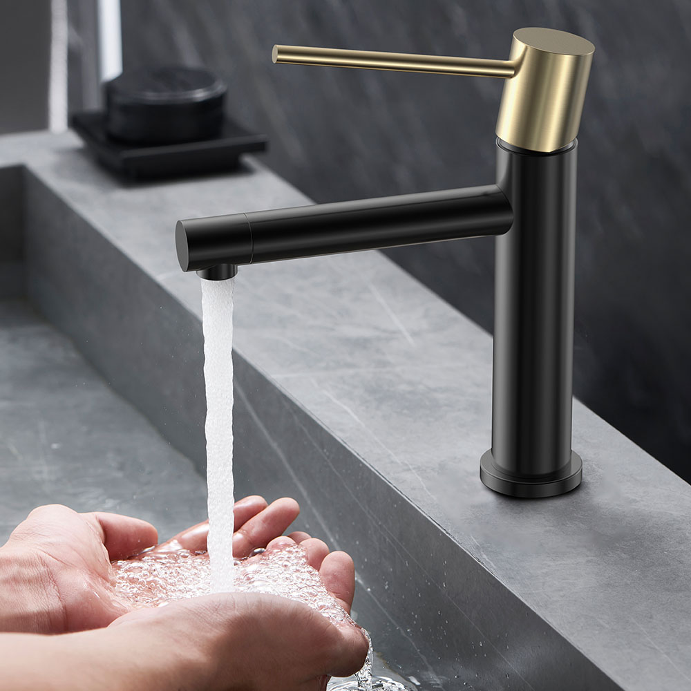 Grifo de Lavabo monomando ZUÑIGA NEGRO ORO mate