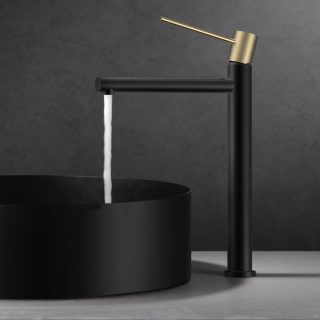 Grifo de Lavabo Alto monomando ZUÑIGA NEGRO ORO mate