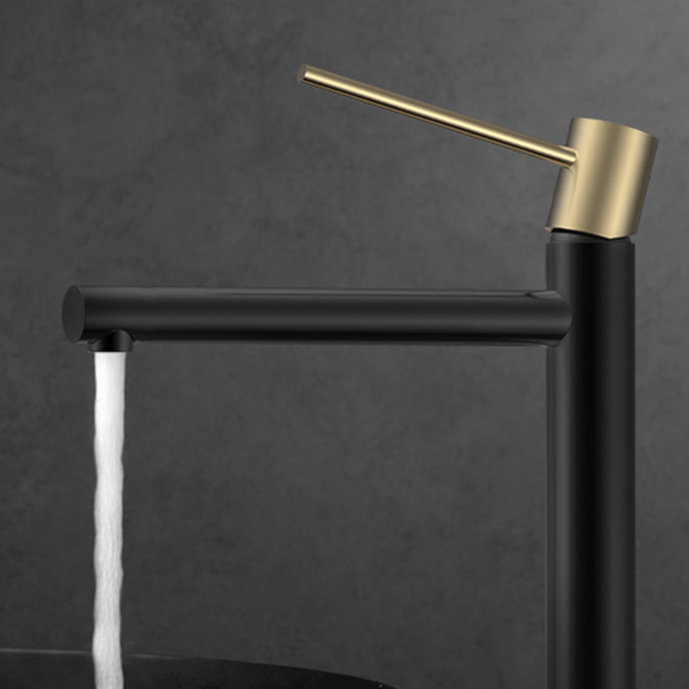 Grifo de Lavabo Alto monomando ZUÑIGA NEGRO ORO mate - Imagen 2