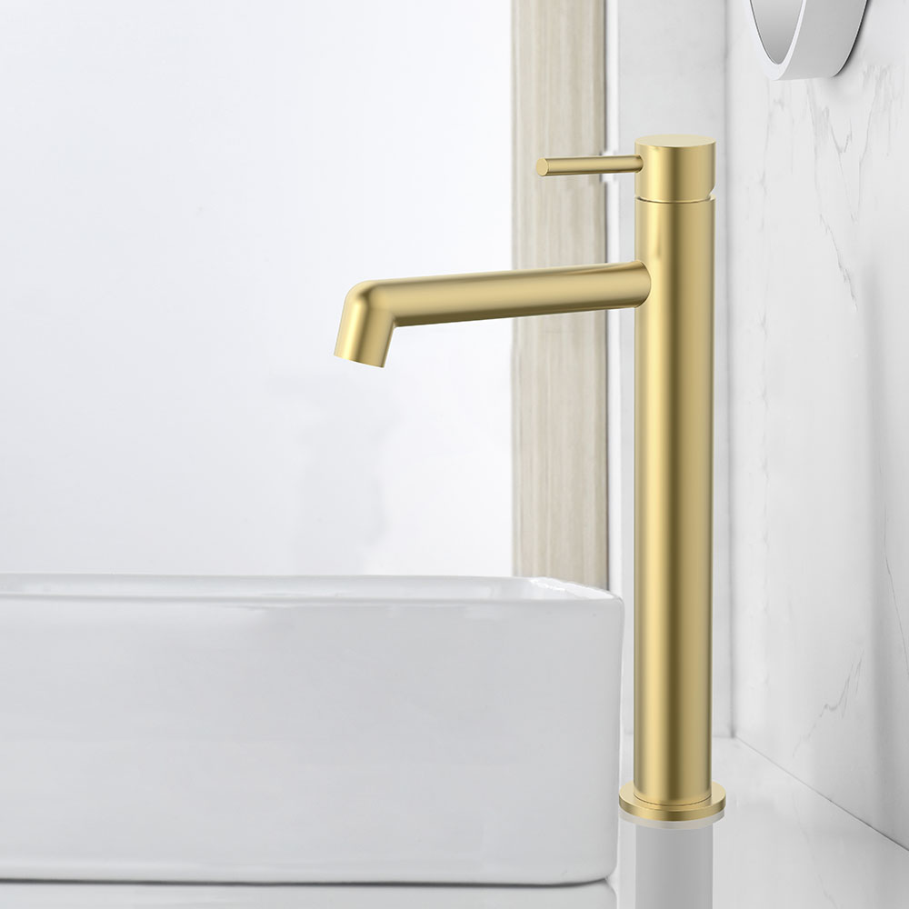 Grifo de Lavabo Alto monomando OSLO ORO cepillado