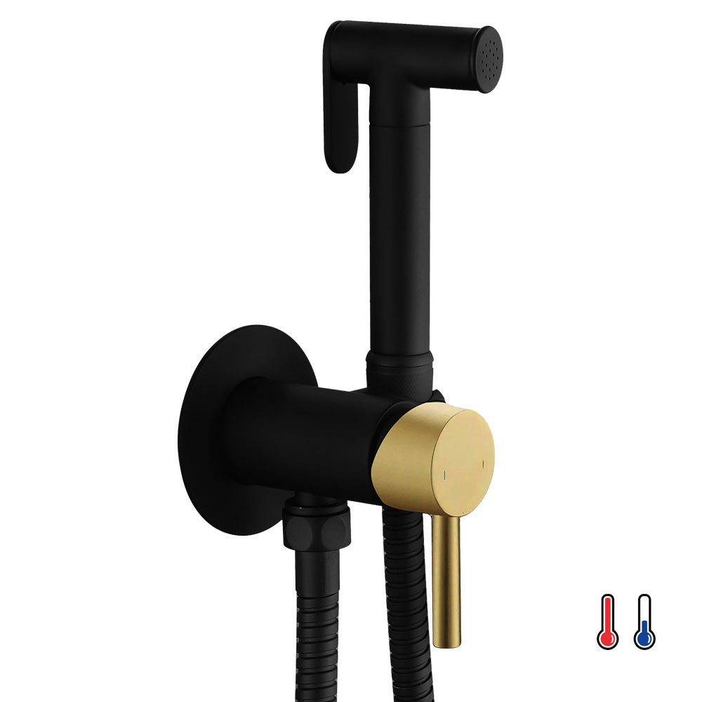 Grifo WC HIGIENE ÍNTIMA 2 aguas NEGRO ORO mate - Imagen 2