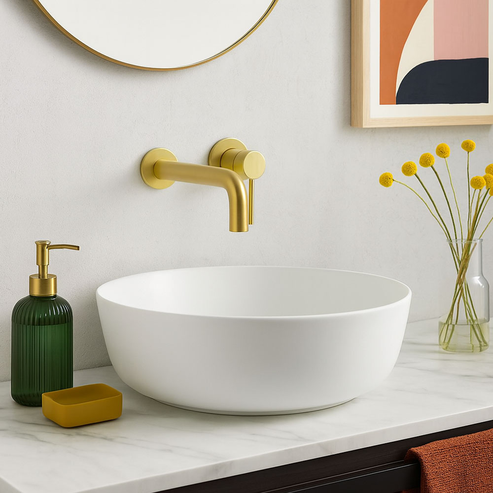 Grifo Empotrado de Lavabo monomando ORO CEPILLADO