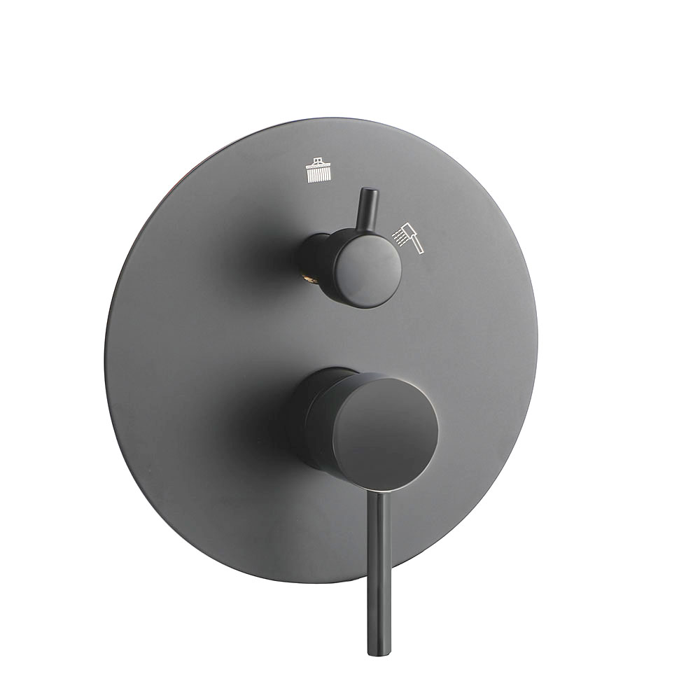 Grifo Empotrado de Ducha equipo de pared monomando redondo GUN METAL mate - Imagen 4