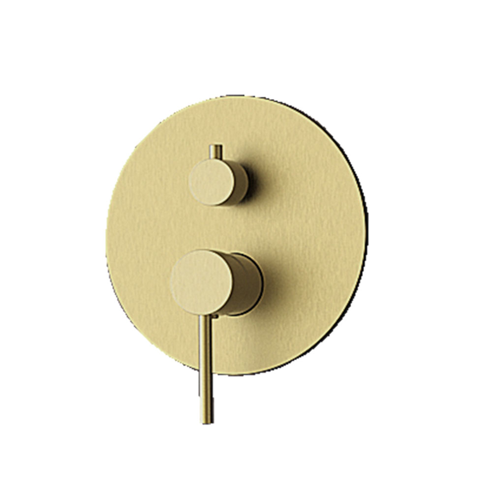 Grifo Empotrado de Ducha equipo de pared monomando redondo ORO CEPILLADO ORO mate - Imagen 4