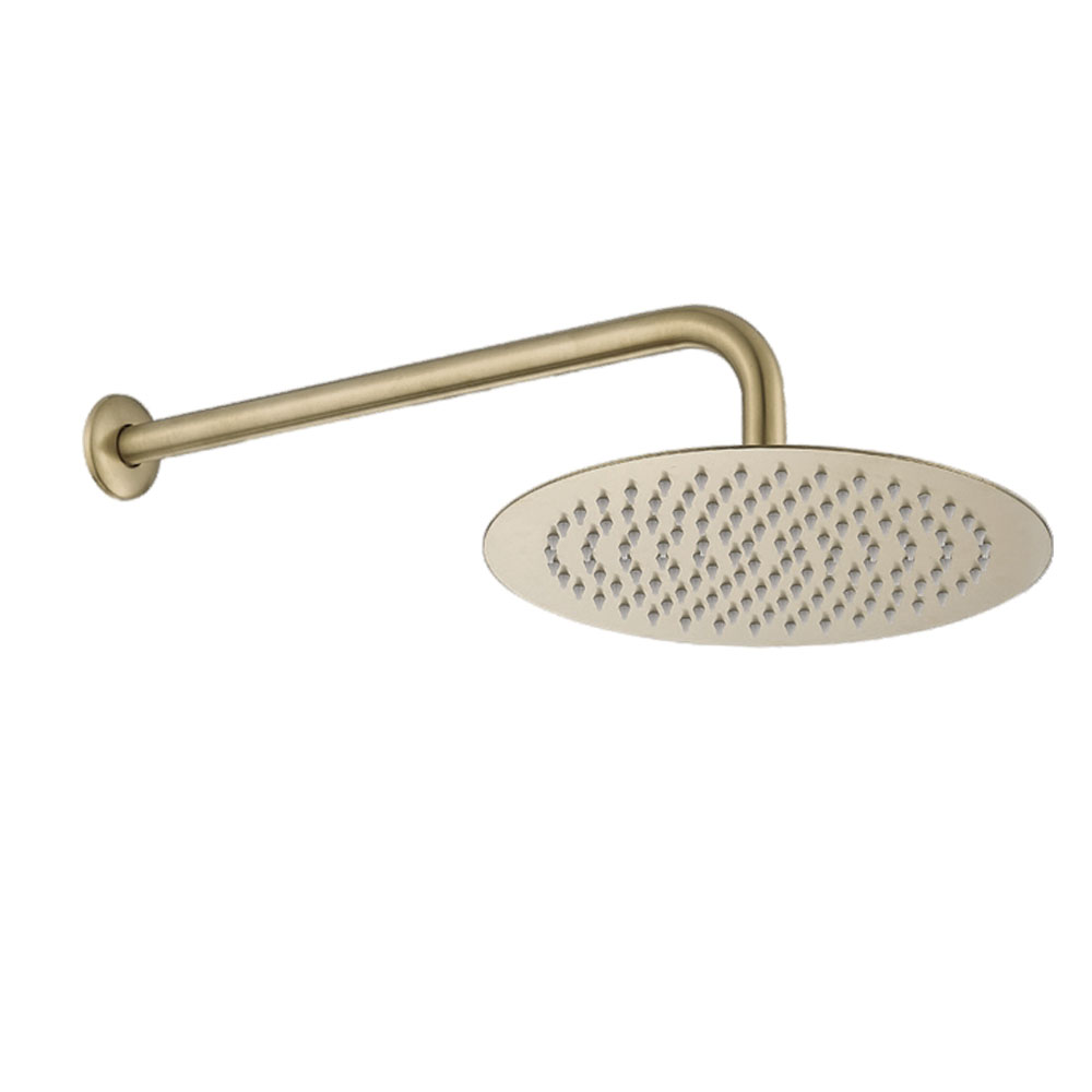 Grifo Empotrado de Ducha equipo de pared monomando redondo ORO CEPILLADO ORO mate - Imagen 6