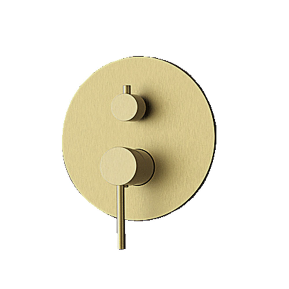 Grifo Empotrado de Ducha equipo de techo monomando redondo ORO CEPILLADO ORO mate - Imagen 4
