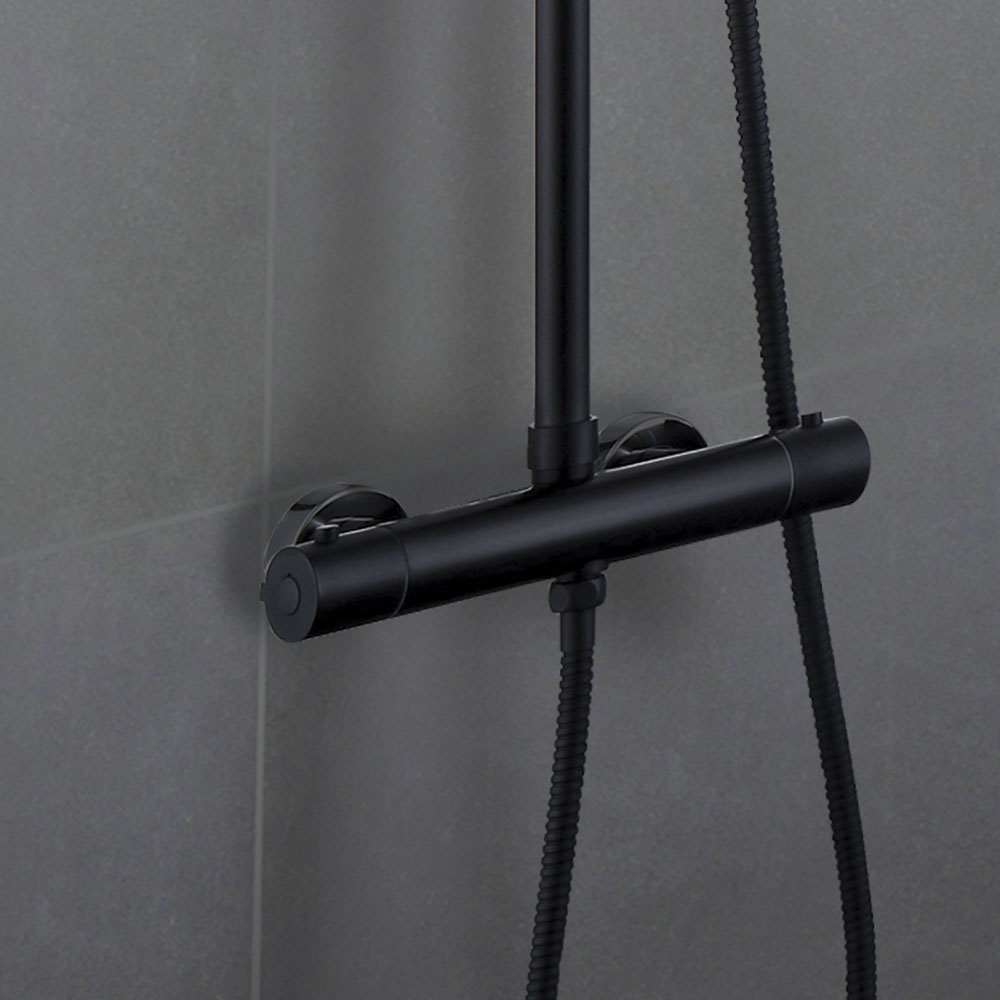 Grifo Columna Ducha termostático redondo NEGRO mate - Imagen 4
