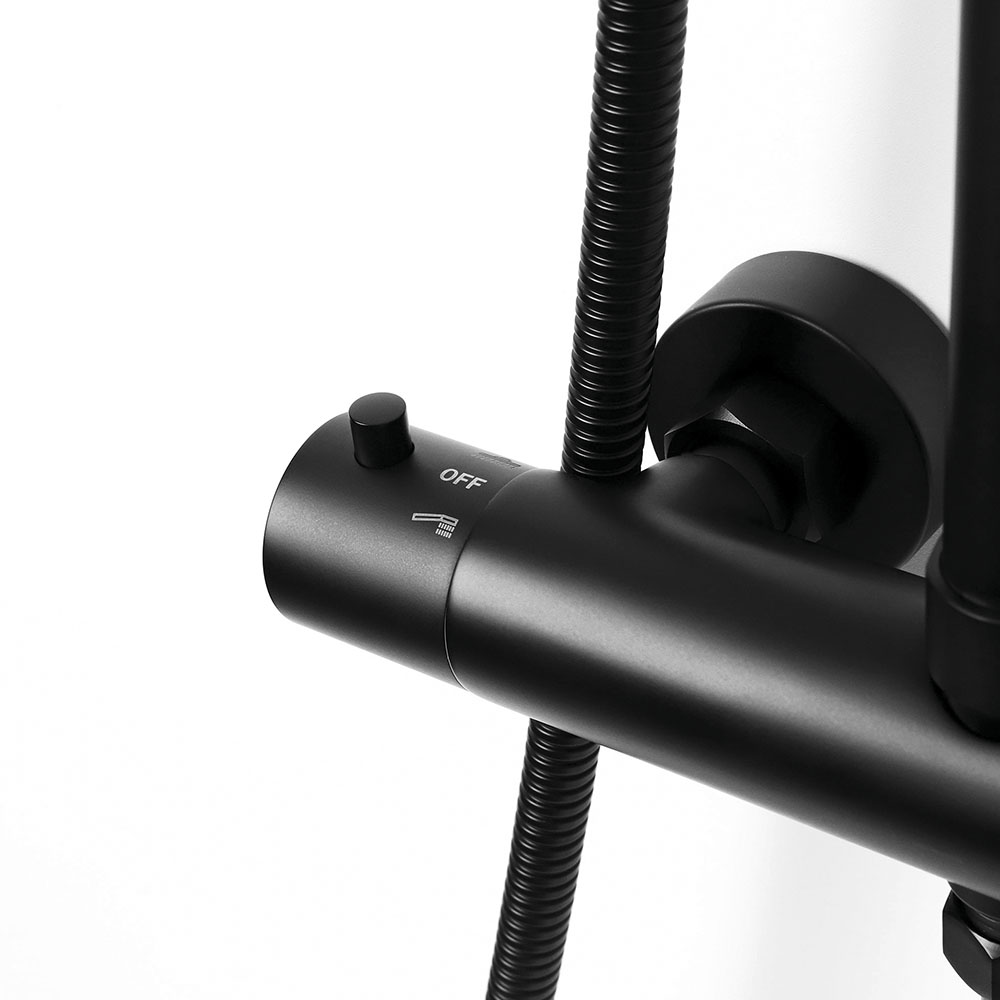 Grifo Columna Ducha termostático redondo NEGRO mate - Imagen 6