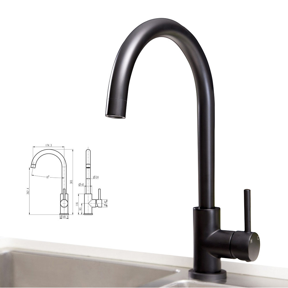 Grifo Cocina monomando AZABACHE NEGRO mate - Imagen 8