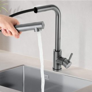 Grifo Cocina extraible monomando CAMPOS grafito / antracita mate