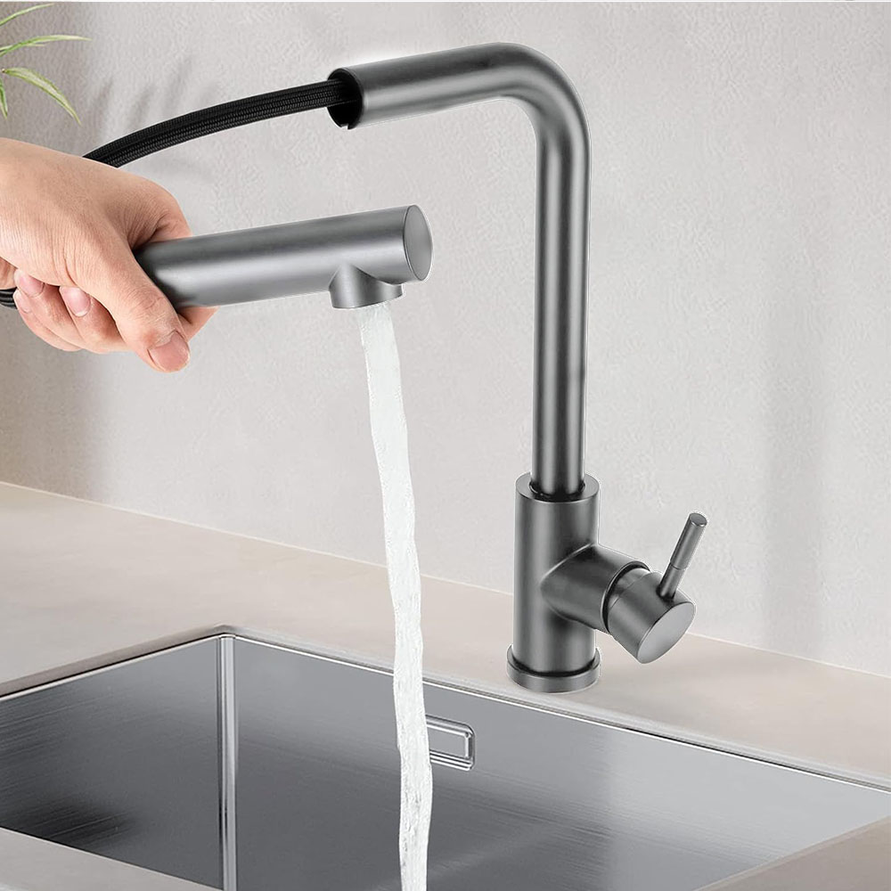 Grifo Cocina extraible monomando CAMPOS grafito / antracita mate