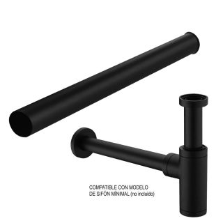 Tubo Alargador sifon de desagüe redondo negro mate