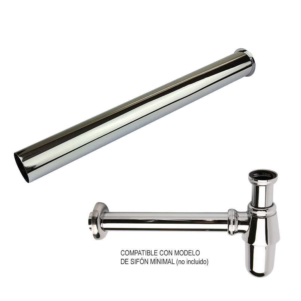 Tubo Alargador sifon de desagüe redondo CROMO brillo