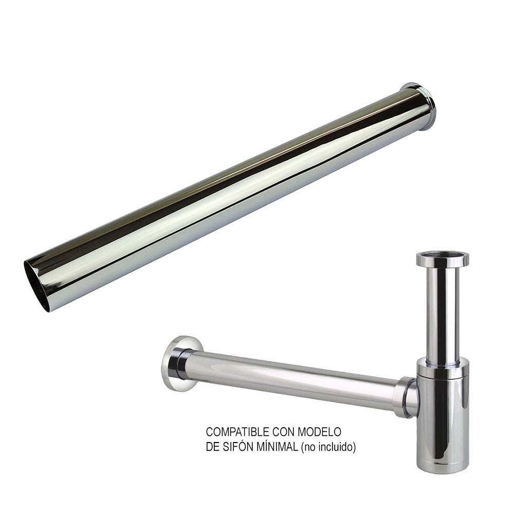 Tubo Alargador sifon de desagüe redondo CROMO brillo - Imagen 3