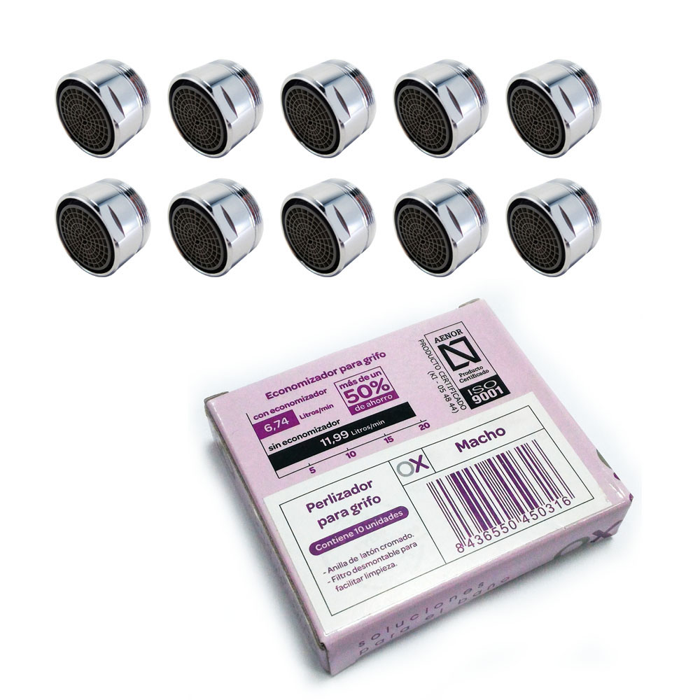 Perlizador atomizador de grifo macho CAJA 10 UNIDADES CROMO brillo - Imagen 3