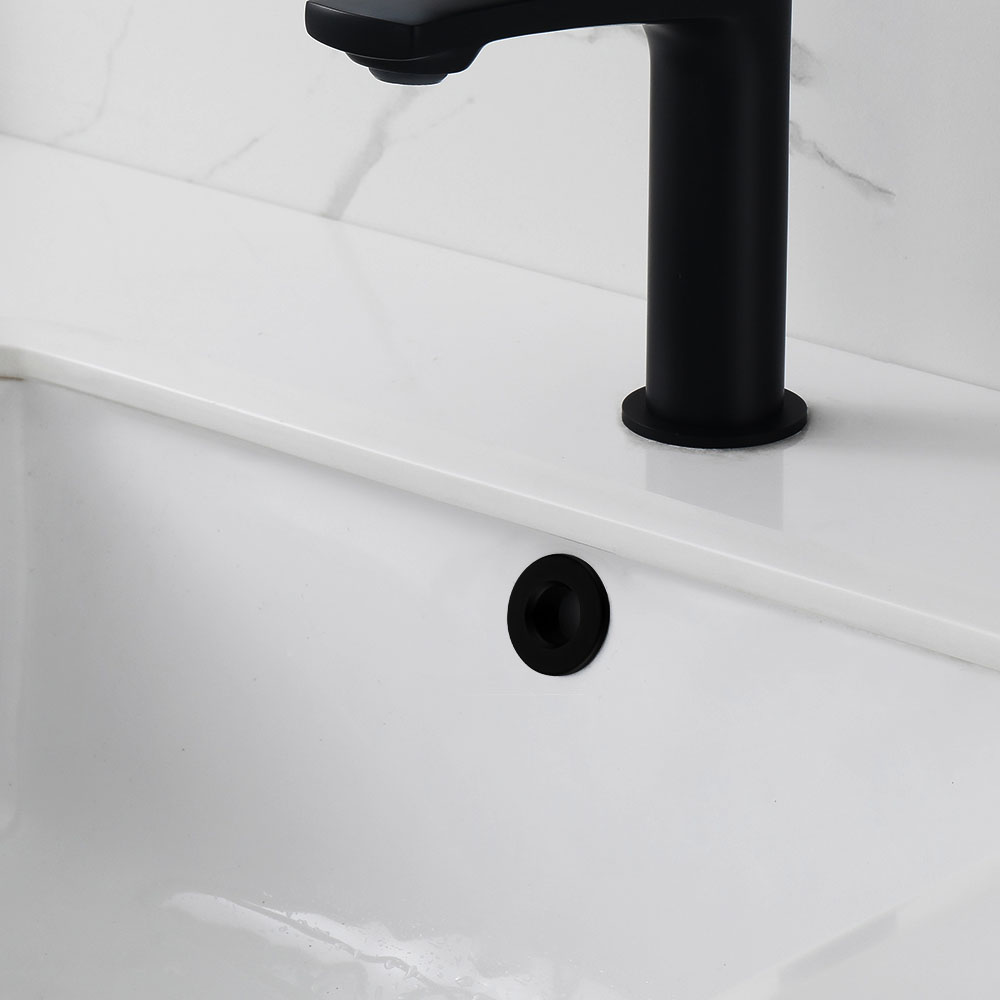 Embellecedor de Rebosadero del Lavabo redondo NEGRO mate fabricado en ABS
