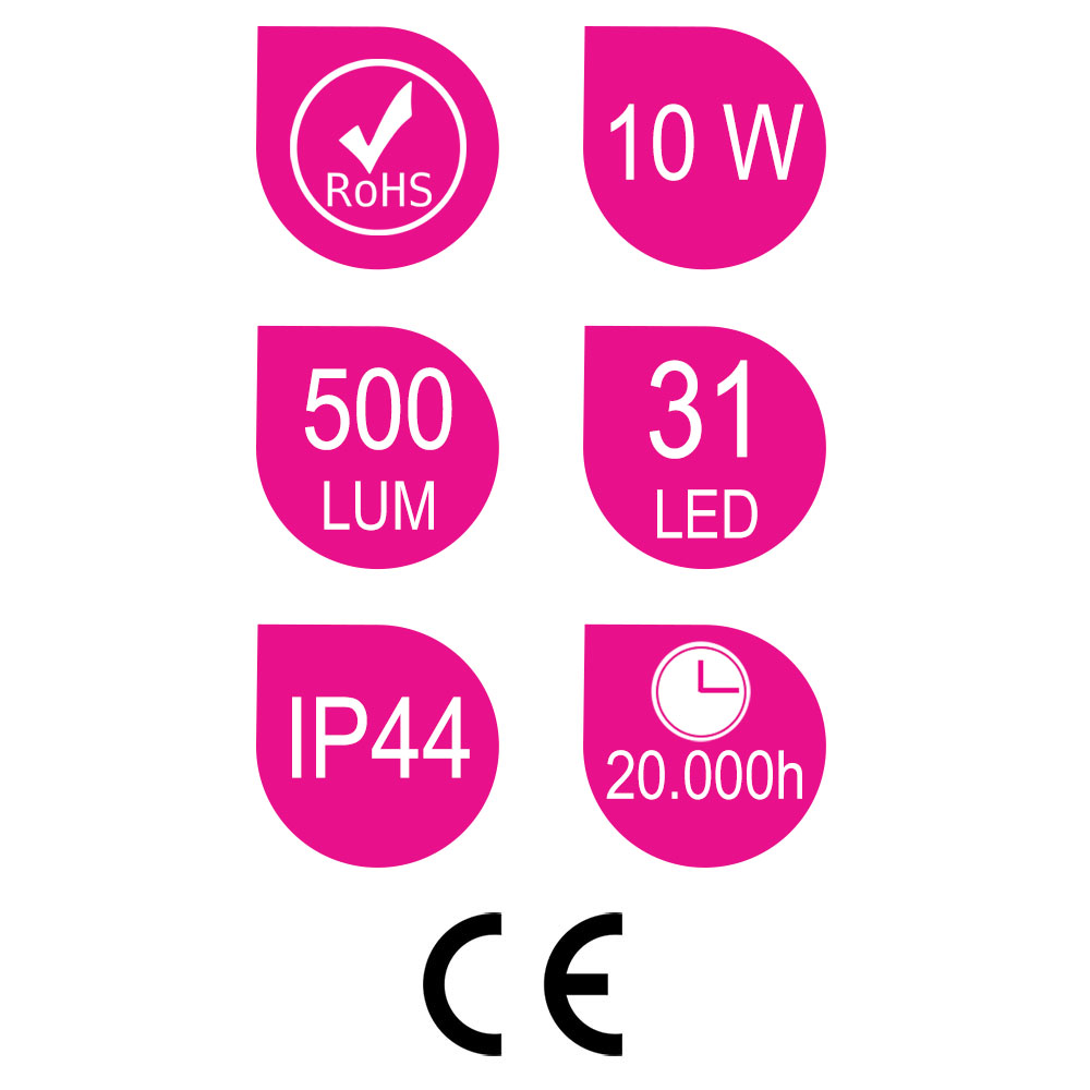 Aplique Led BASIC 10W de 45 cm CROMO brillo 4000 K fabricado en ABS - Imagen 6