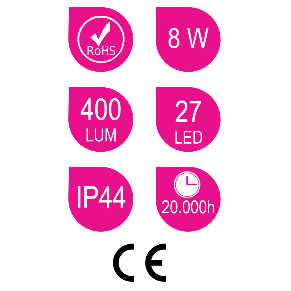 Aplique Led BASIC 8W de 30 cm CROMO brillo 4000 K fabricado en ABS - Imagen 6