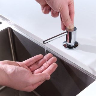 Dosificador de Gel para empotrar en encimera redondo CROMO brillo fabricado en LATÓN